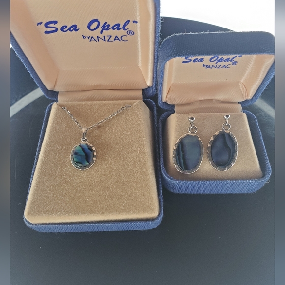 Sea Opal Necklace and Earrings Set - Picture 3 of 5